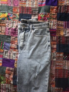 Banana Republic Premium Denim Distressed High Rise Slim Jeans in Light Blue Wash